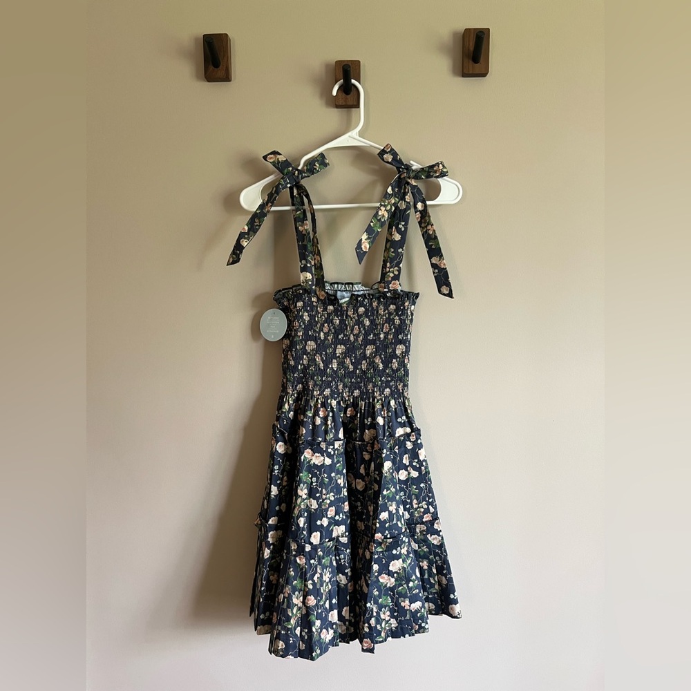 New*** Hill House Navy and Cream Mini Smocked Dress